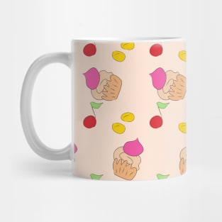 Cakes and cherries, sweets and fruits, food Mug